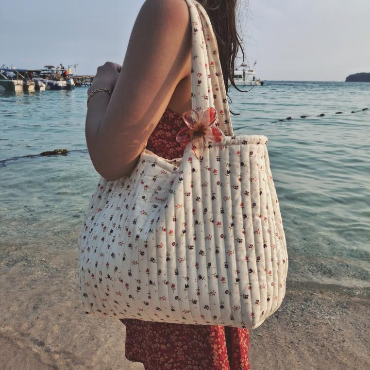 Flower Toss Quilted Tote Bag