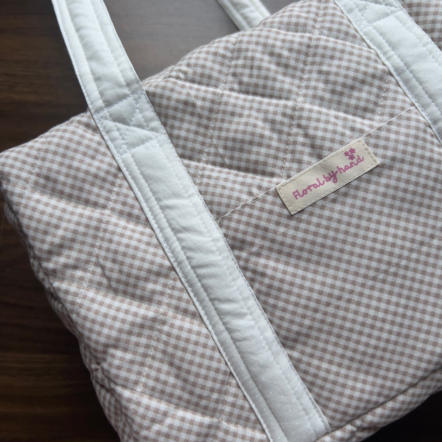 Brown Gingham Duffel Bag