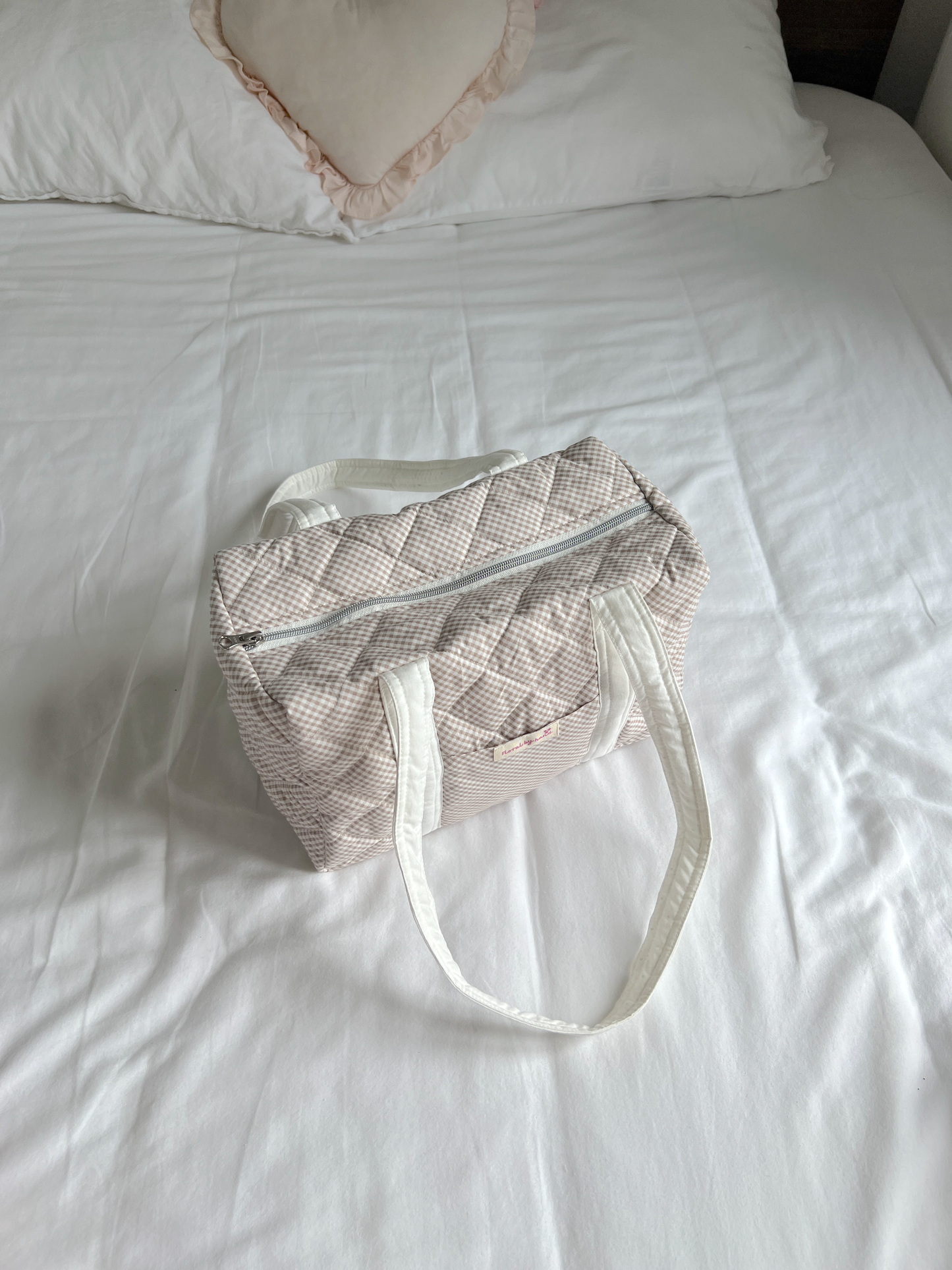 Brown Gingham Duffel Bag