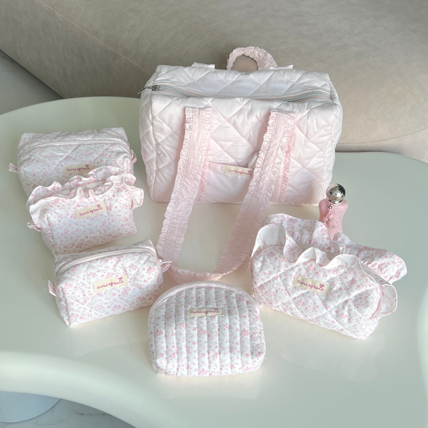 Pastel Pink Quilted Duffle Bag