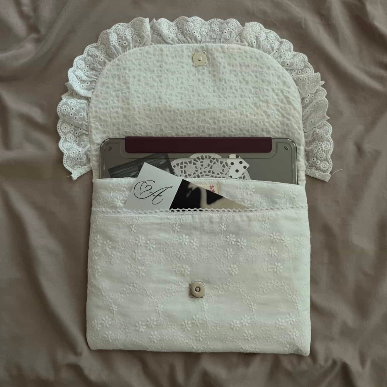 Letter Shaped Ruffles Pouch For Cosmetic & Ipad