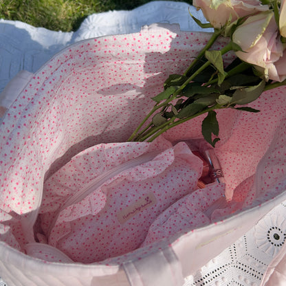 Pastellrosa Herz Gesteppte Tragetasche - Stickerei optional - Handgefertigt