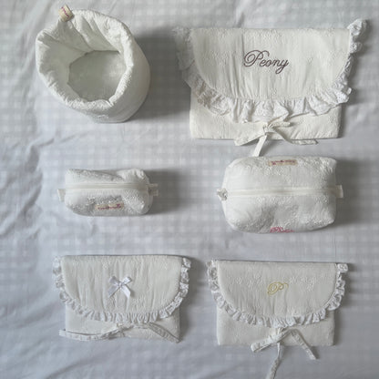 Beautiful In White Quilted Makeup Bag