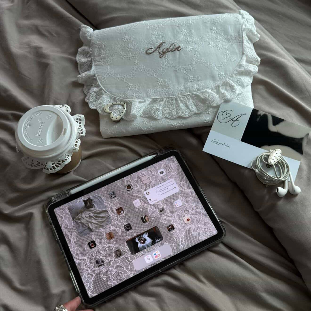 Letter Shaped Ruffles Pouch For Cosmetic & Ipad