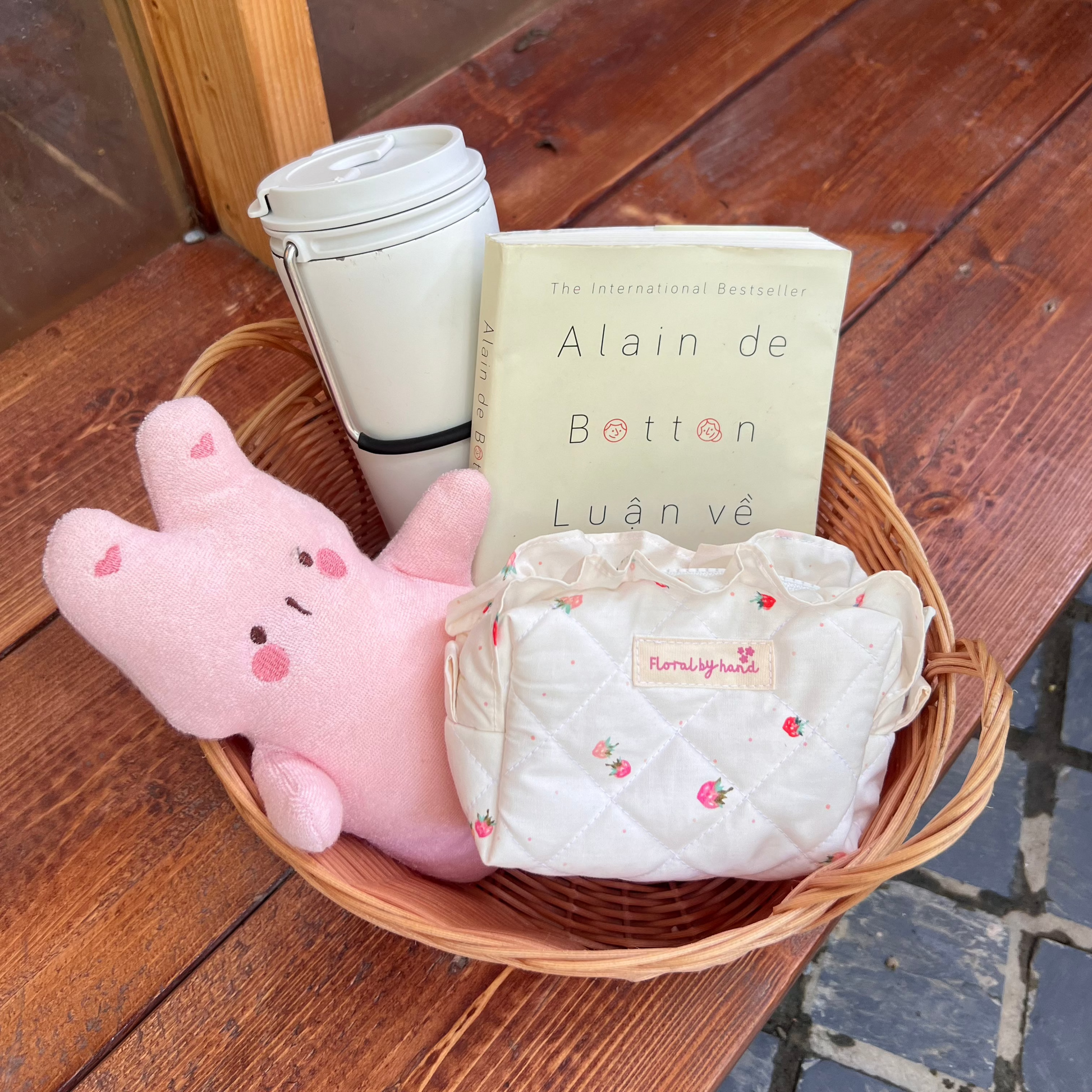 handmade soft cute aesthetic strawberry ruffle cosmetic pouch minimalism white pink pinterest makeup beauty case vanity 