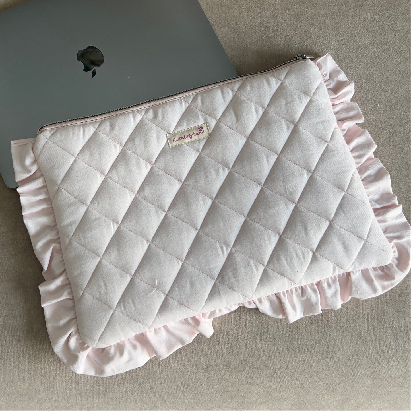 Pastel Pink Laptop Sleeve - Hand-embroidery optional