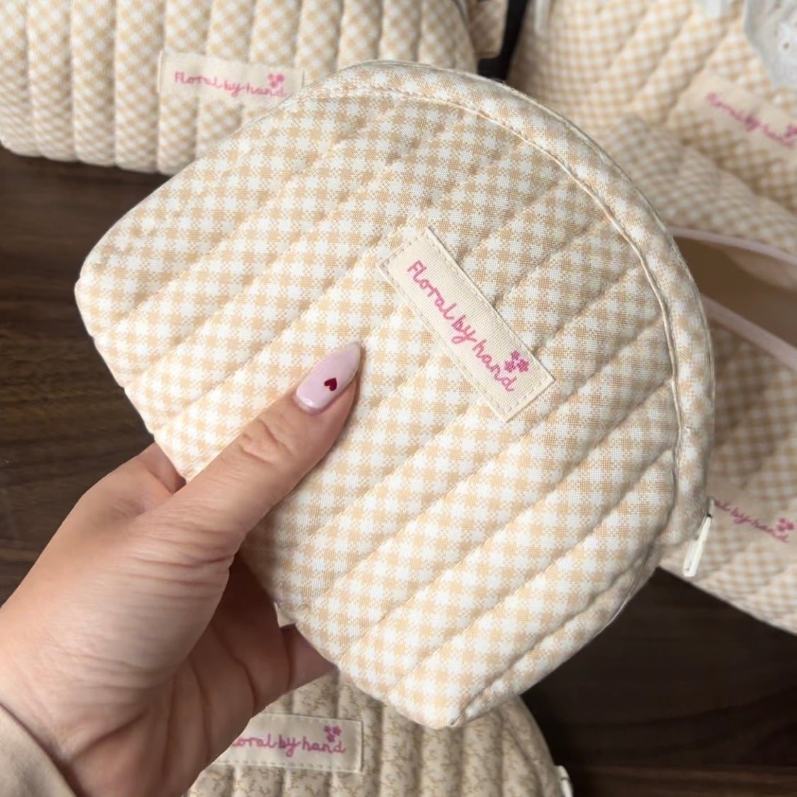 Vanilla Gingham Cosmetic Pouch
