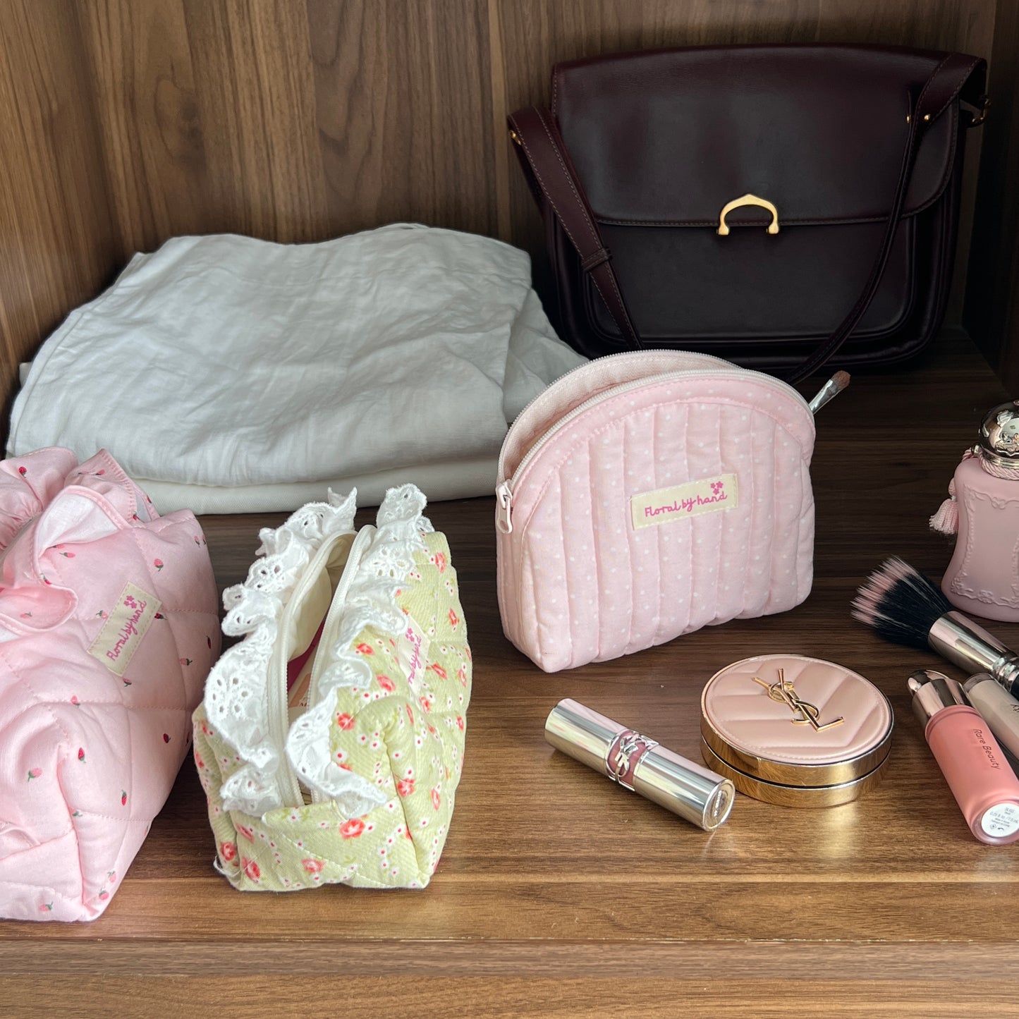 Túi đựng mỹ phẩm trang điểm vỏ sò hồng thủ công Ví đựng tiền xu 