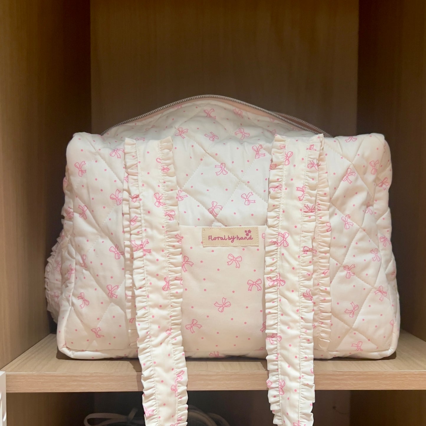 Pink Ribbon Quilted Duffle Bag