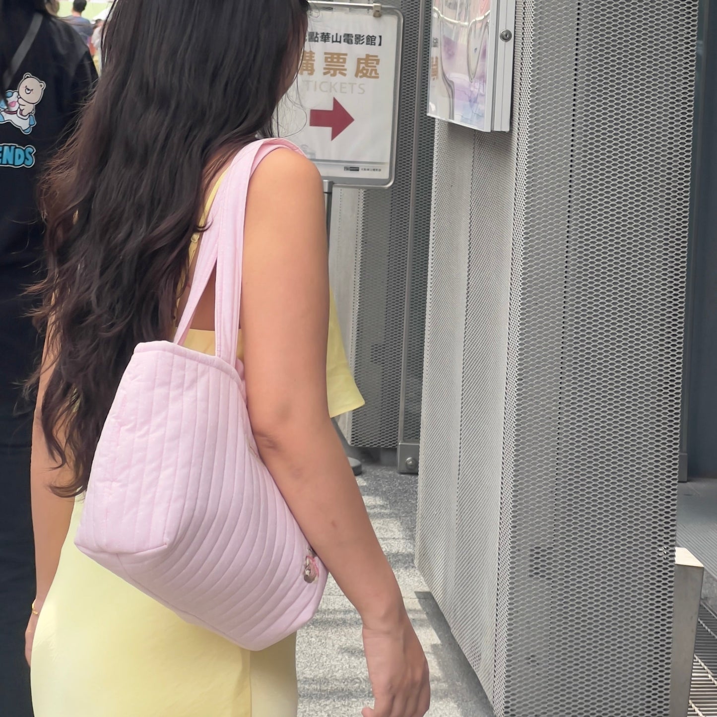 Bunny Embroidery Pink Polka Dots Tote