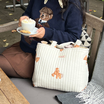 teddy bear quilted tote bag