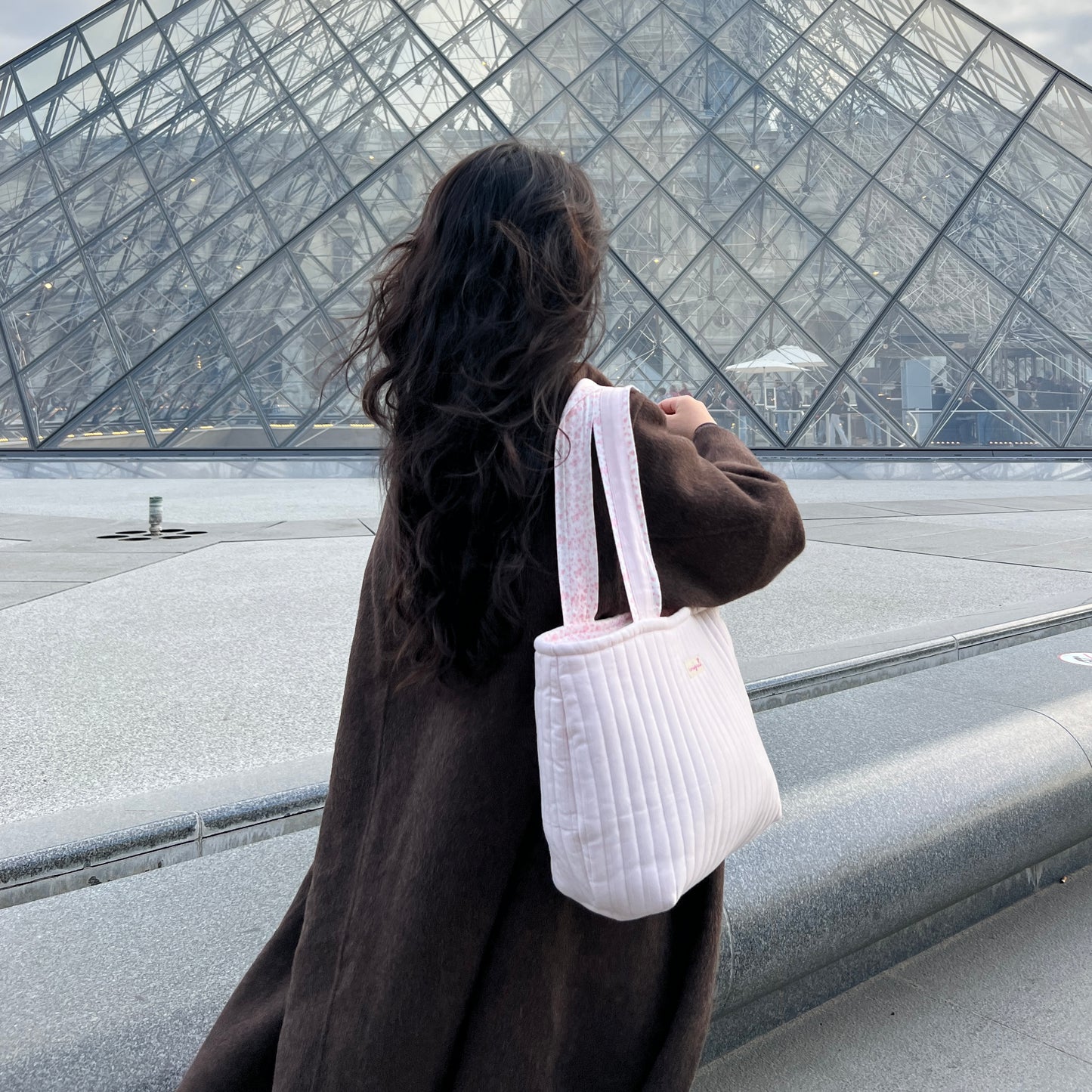 Pastel Pink Quilted Tote Bag - Hand-embroidery optional