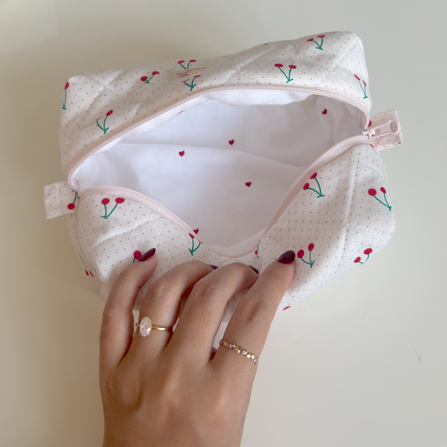 Summer Floral Berry Makeup Bag
