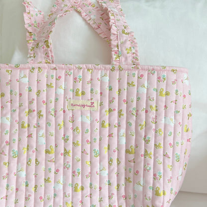 Pink Bunny Floral Tote