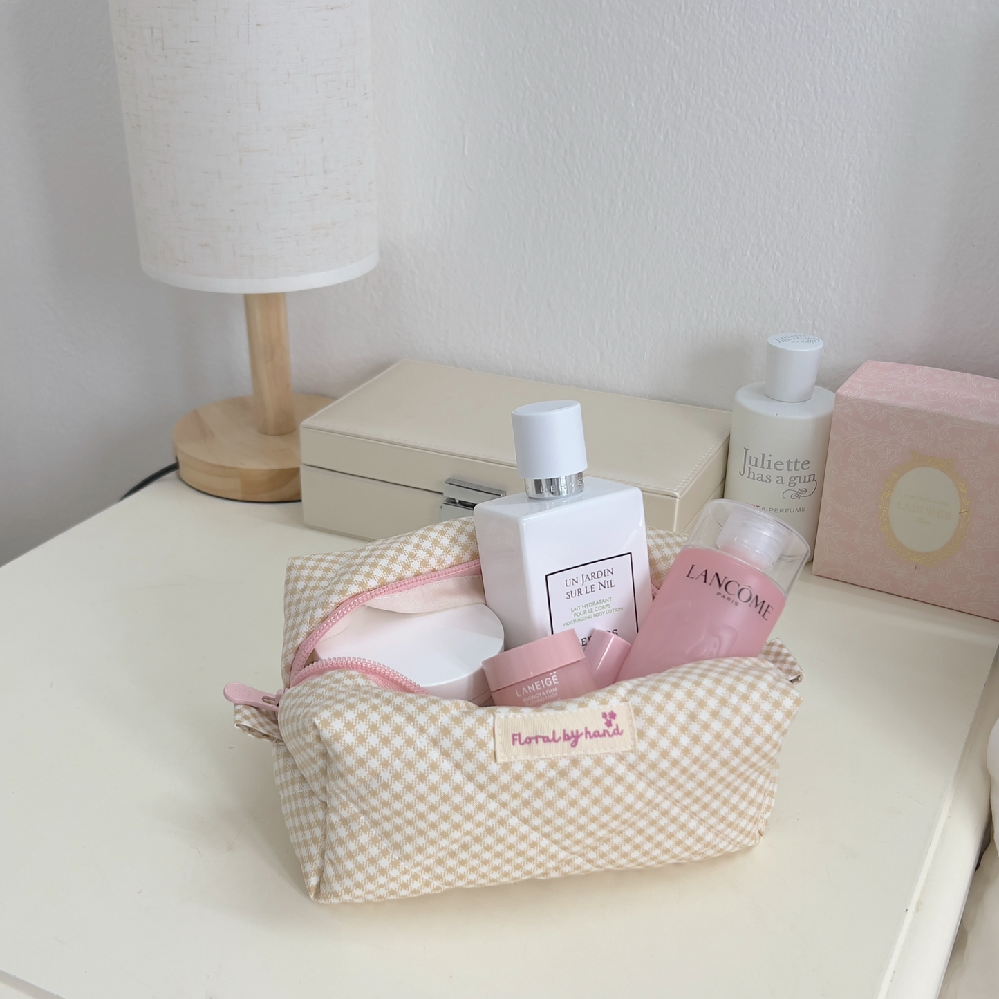 Vanilla Gingham Cosmetic Pouch