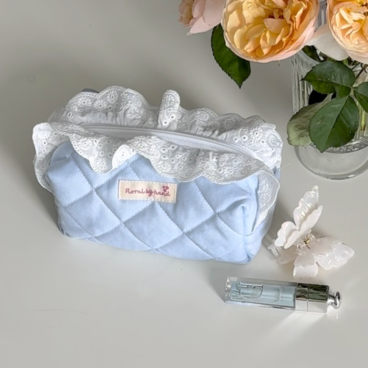 Pastellrosa Kosmetiktasche - Stickerei optional individuell - Handgefertigt