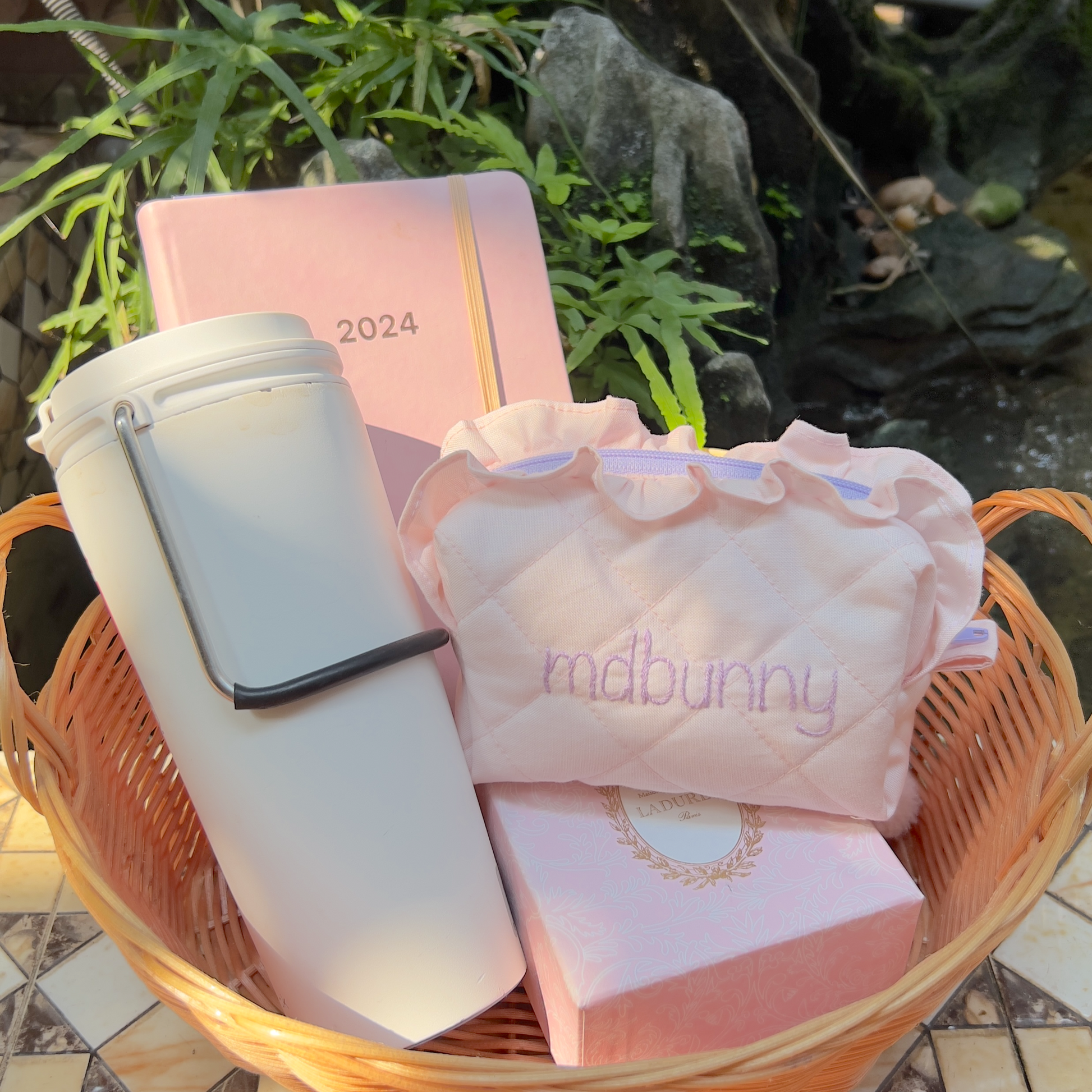 handmade soft quilted pastel pink cosmetic pouch with embroidery name customization ruffles pinterest aesthetic coquette ballerina core makeup bag beauty case vanity girly feminine minimalism princess barbie bridemaids gift idea fall outfit 