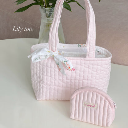 Pastel Pink Quilted Tote Bag - Hand-embroidery optional