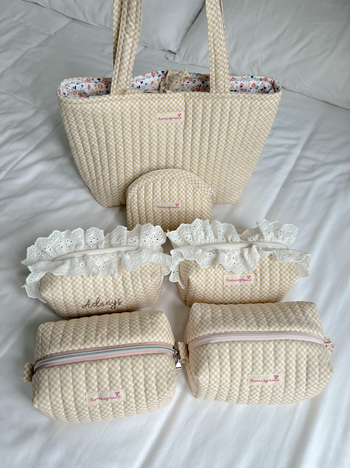 Vanilla Gingham Cosmetic Pouch