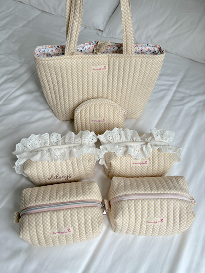 Vanilla Gingham Cosmetic Pouch